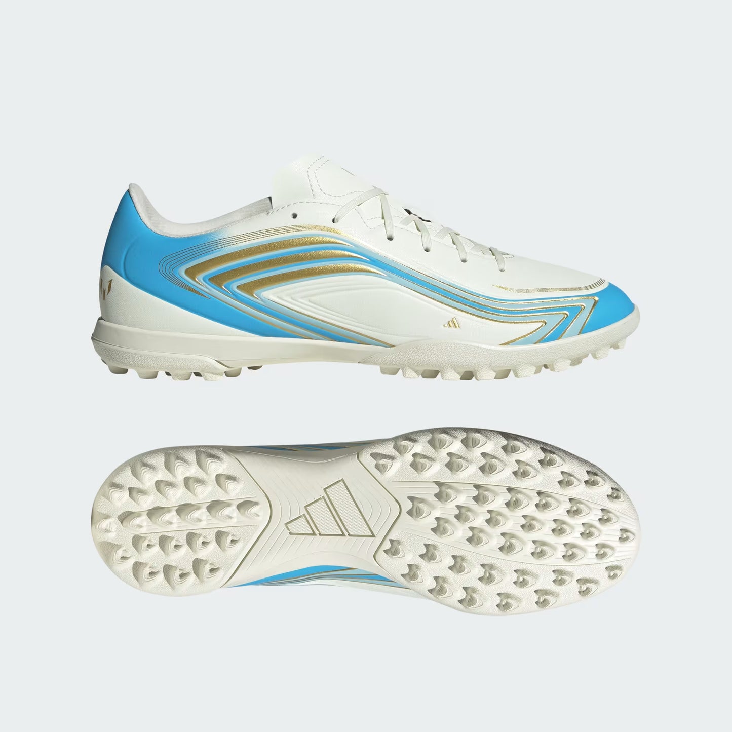 Men's Adidas F50 Messi Club Turf Soccer Cleats - Ivory / Semi Blue Burst / Icey Blue