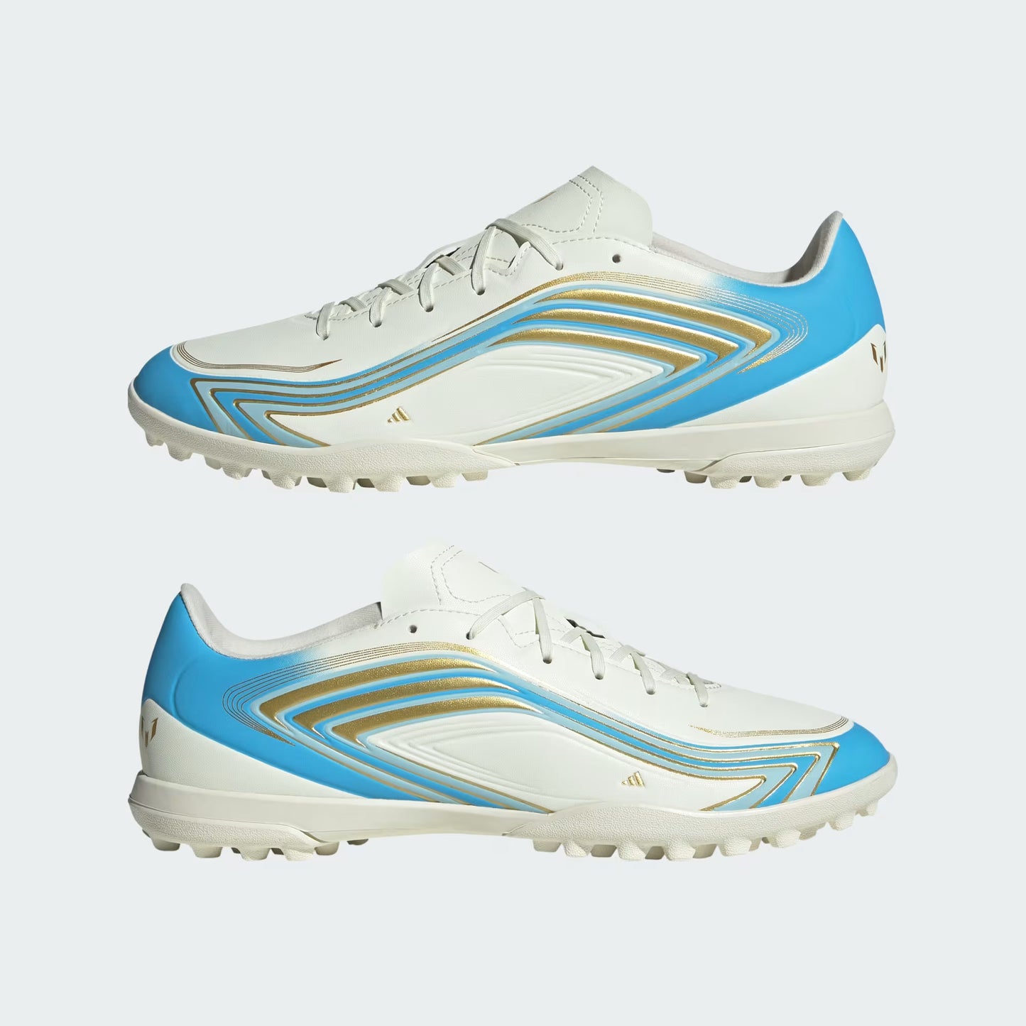 Men's Adidas F50 Messi Club Turf Soccer Cleats - Ivory / Semi Blue Burst / Icey Blue