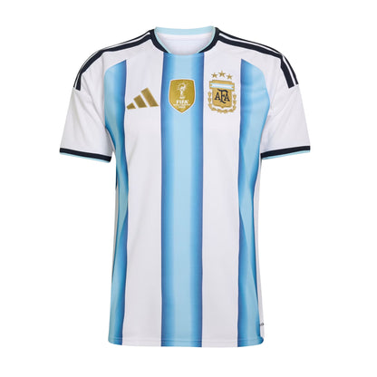 Men's Adidas Argentina 26 Home Messi Authentic Jersey White Icey Blue Light Blue