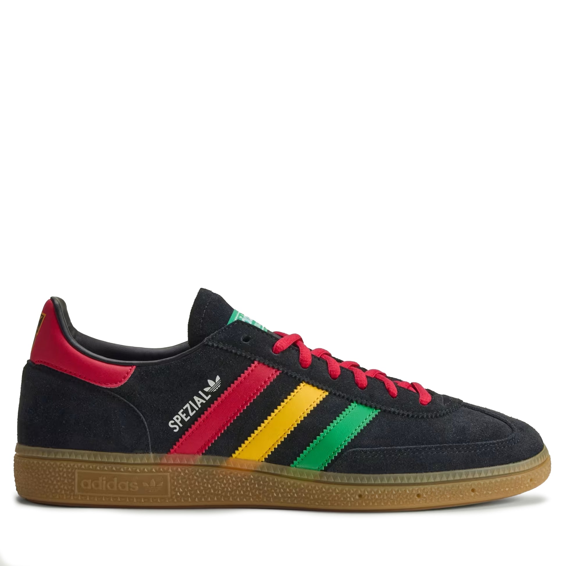 Men's Adidas Handball Spezial Jamaica - Core Black / Pure Ruby / Bold Gold Core Black Pure Ruby Bold Gold