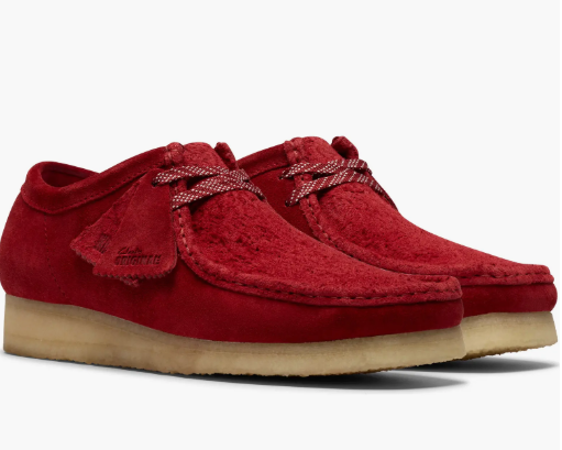 Men's Clarks Wallabee Low - Dark Red Suede