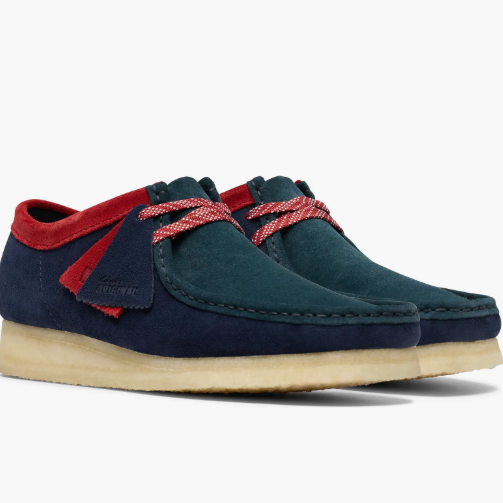 Men's Clarks Wallabee Low - Dark Teal Combi