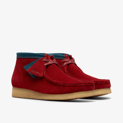 Men's Clarks Wallabee Boot - Dark Red Suede