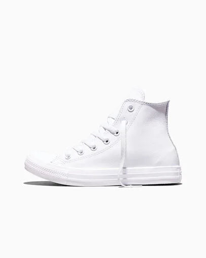 Men's Converse Chuck Taylor All Star Leather High Top - White Monochrome