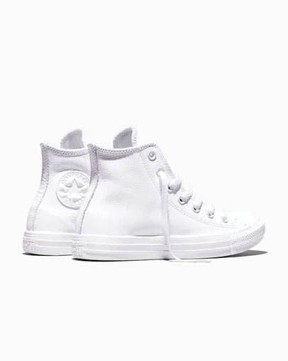 Men's Converse Chuck Taylor All Star Leather High Top - White Monochrome