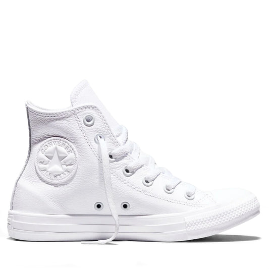 Men's Converse Chuck Taylor All Star Leather High Top - White Monochrome White Leather