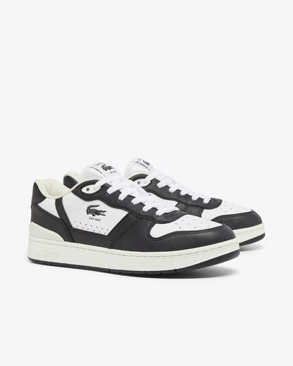 Men's Lacoste T-Clip Leather Sneakers - White/Black