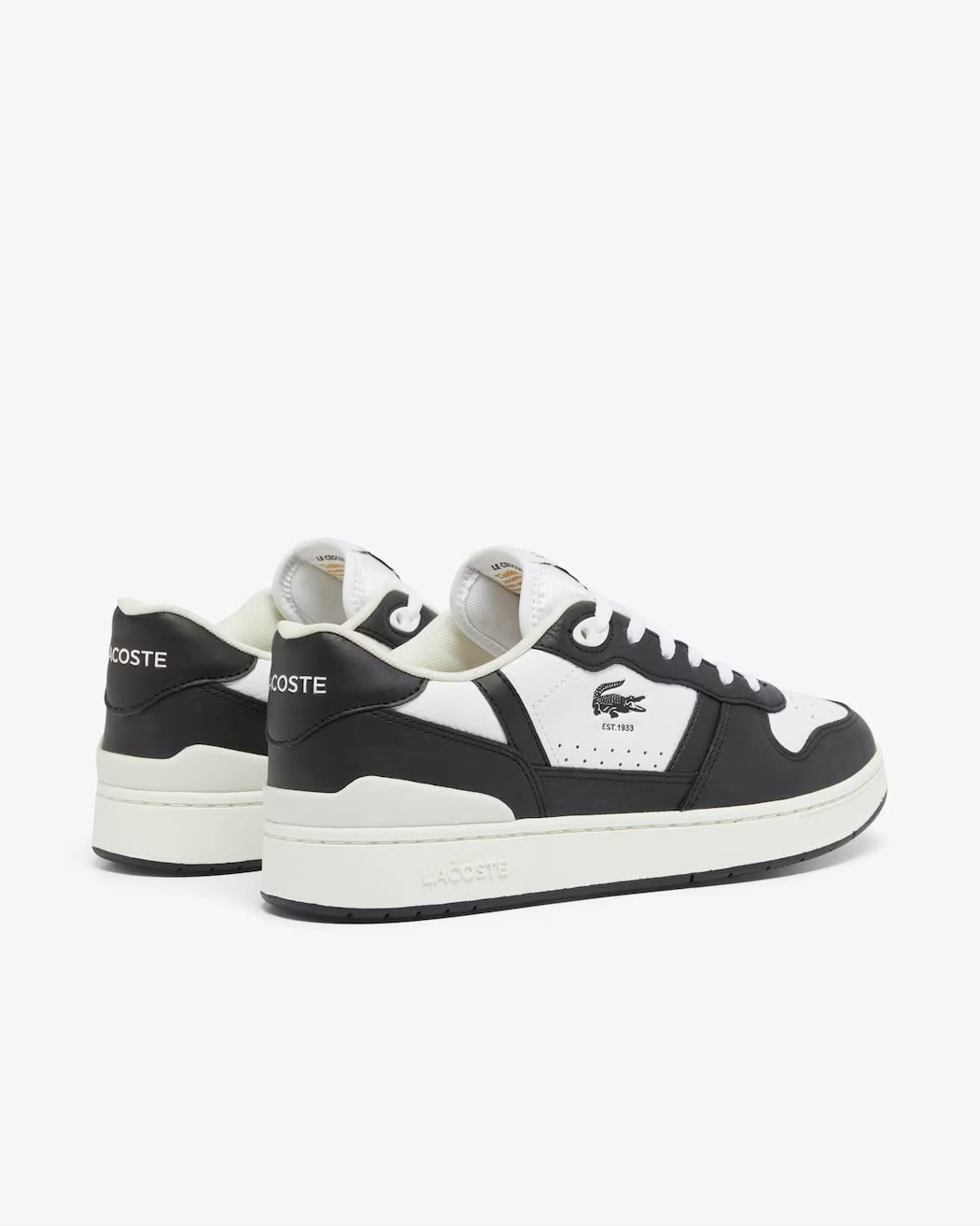 Men's Lacoste T-Clip Leather Sneakers - White/Black