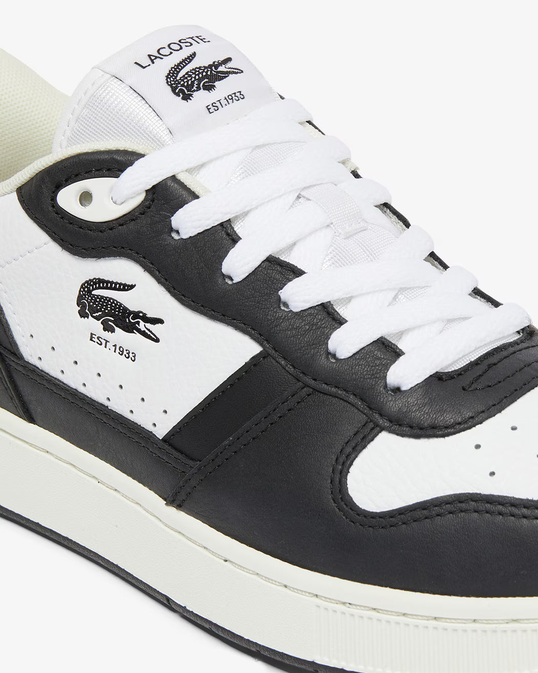 Men's Lacoste T-Clip Leather Sneakers - White/Black
