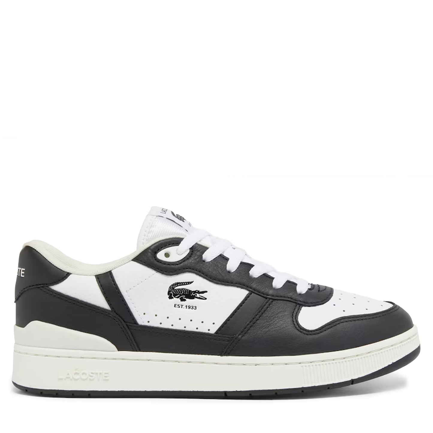 Men's Lacoste T-Clip Leather Sneakers - White/Black White Black