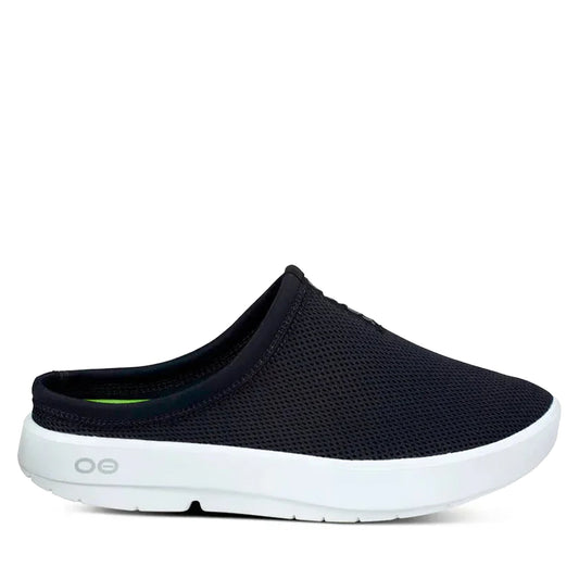 Men's OOFOS OOcoozie Sport Mule - White/Black Black White