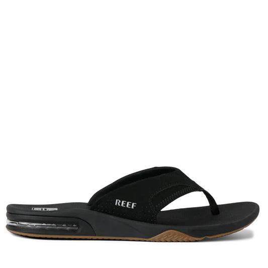 Men's REEF Fanning Flip-Flops - Black / Silver Black Silver