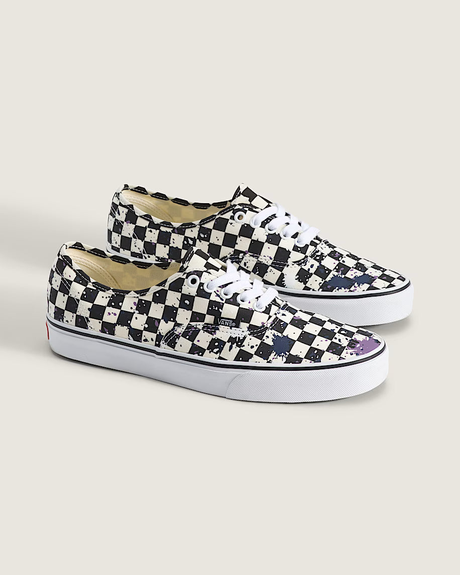 Men's Vans Authentic Splatter Checkboard - Black / White