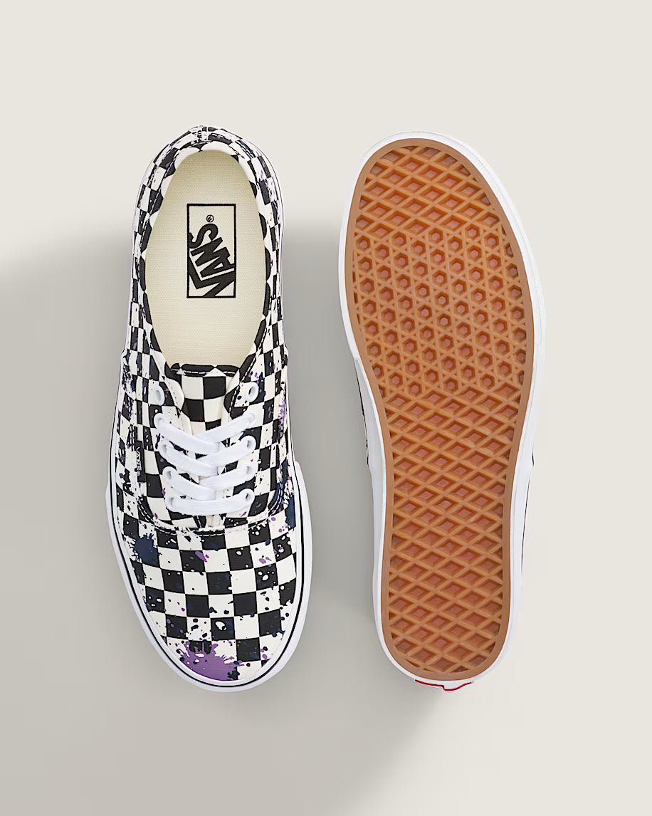 Men's Vans Authentic Splatter Checkboard - Black / White