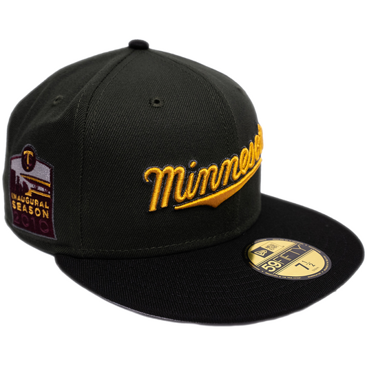 New Era Minnesota Twins 59Fifty Fitted Hat - Dark Sea Weed/ Black