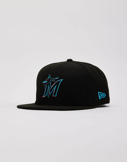 New Era Miami Marlins 59FIFTY Fitted Hat - Black/Blue