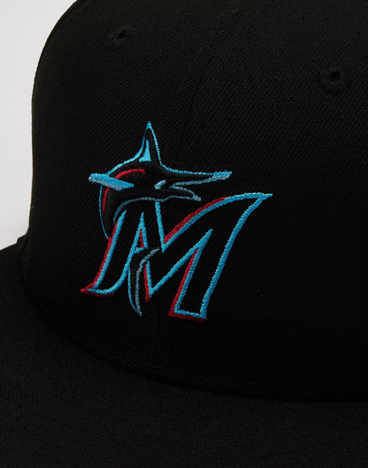 New Era Miami Marlins 59FIFTY Fitted Hat - Black/Blue