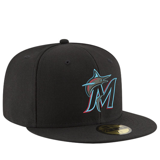 New Era Miami Marlins 59FIFTY Fitted Hat - Black/Blue Black blue