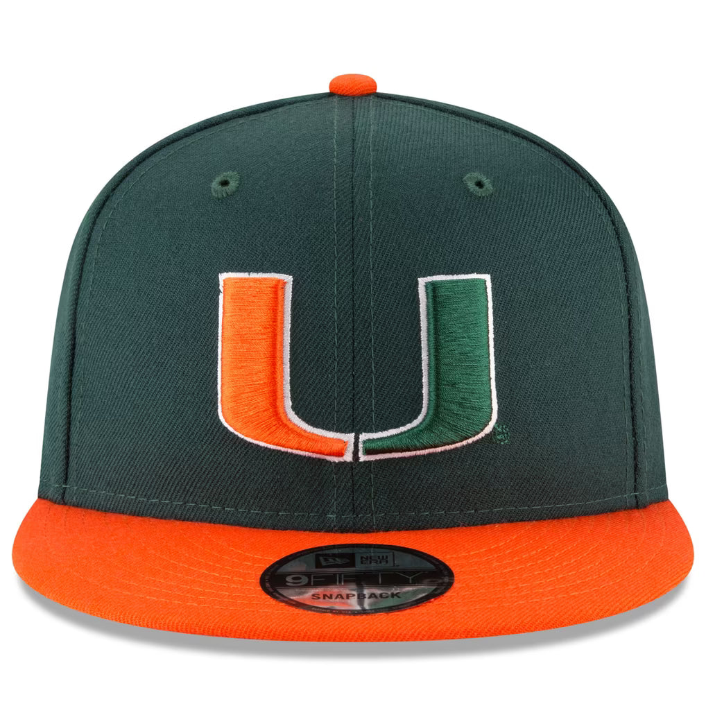 New Era 9FIFTY Miami Hurricanes Snapback Hat - Dark Green/Orange