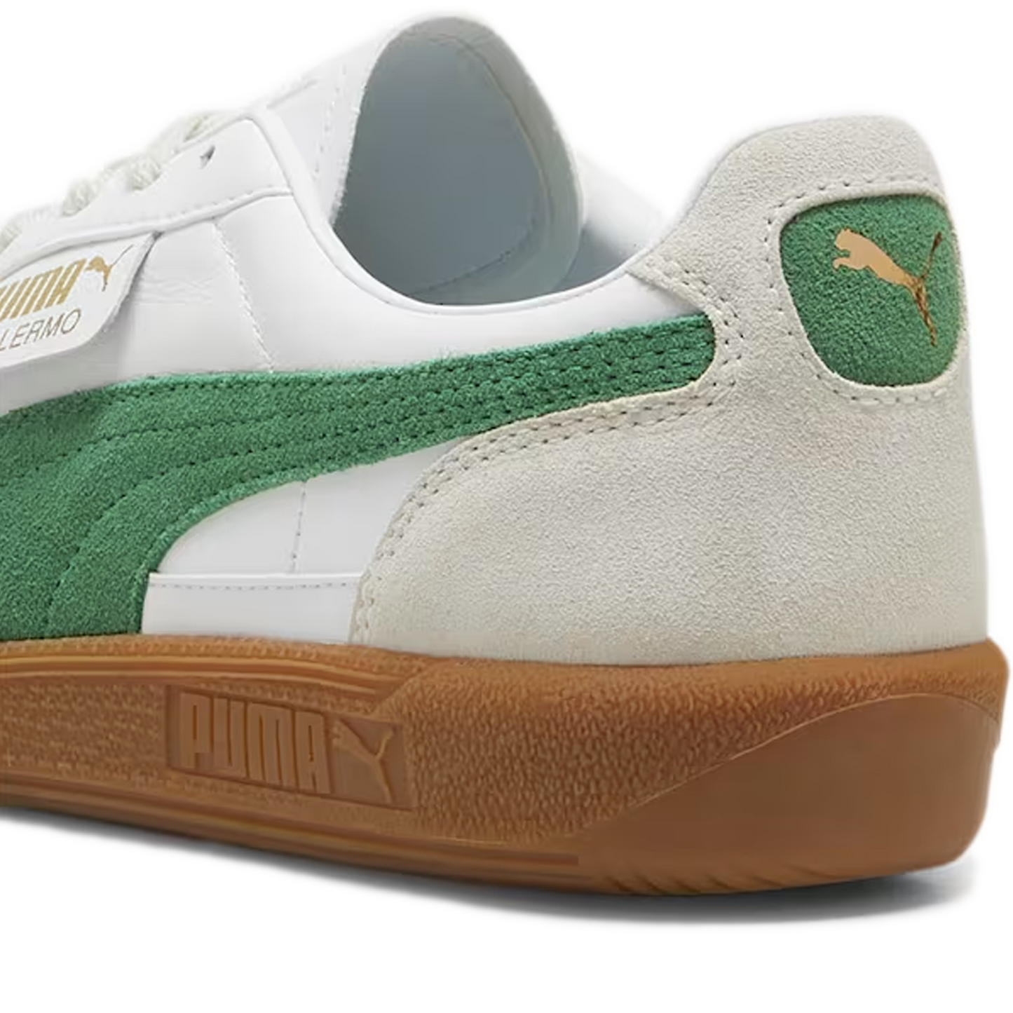 Men's Puma Palermo Leather Shoes - White/Vapor Grey/Archive Green