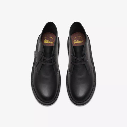 Grade School Clarks Desert Boot - Black Leather