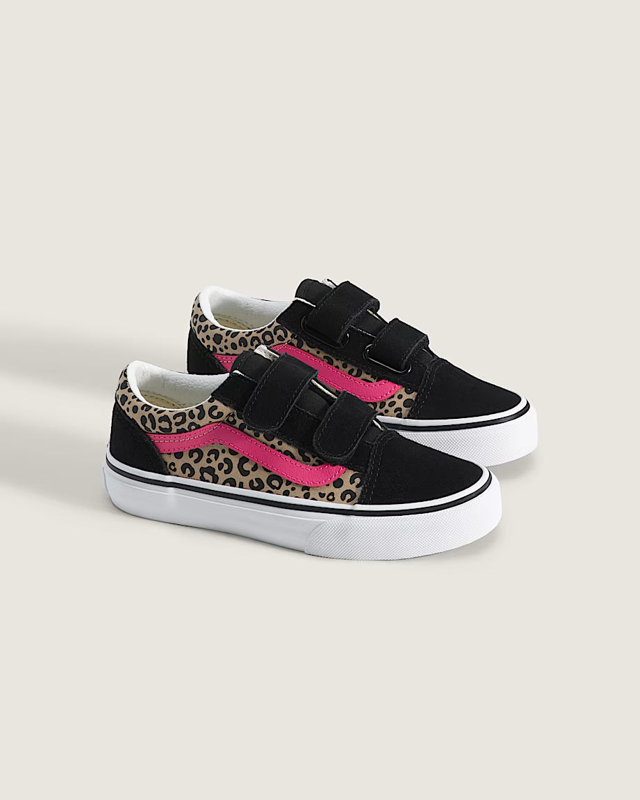 Vans Old Skool V Preschool - Leopard Pink Velvet / Black