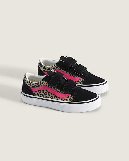 Vans Old Skool V Preschool - Leopard Pink Velvet / Black