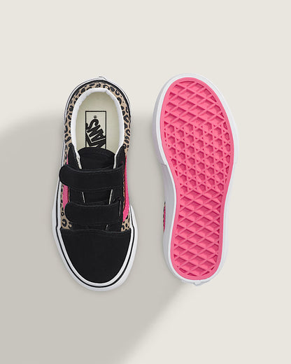 Vans Old Skool V Preschool - Leopard Pink Velvet / Black