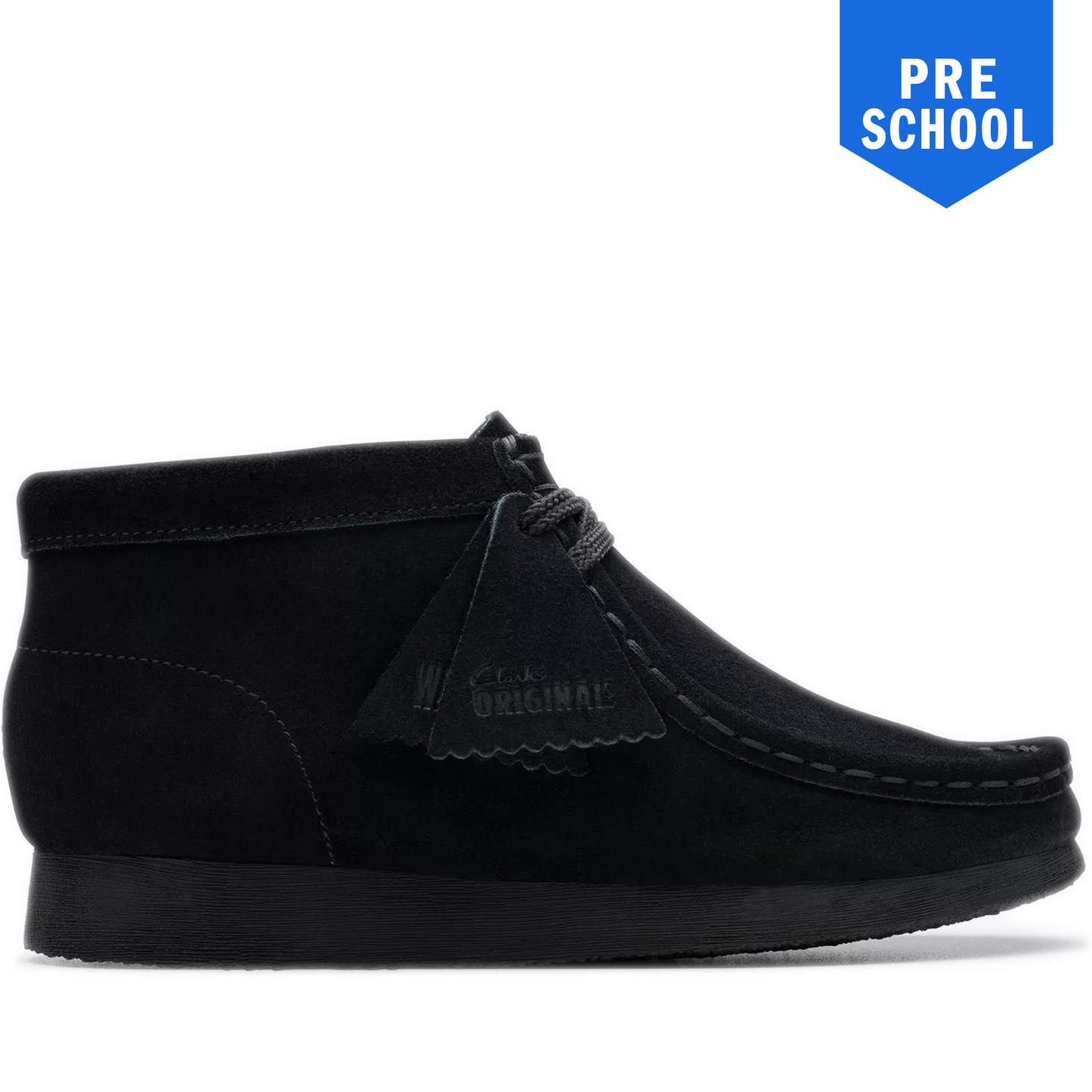 Pre school Clarks Wallabee Boot Older - Black Suede Side