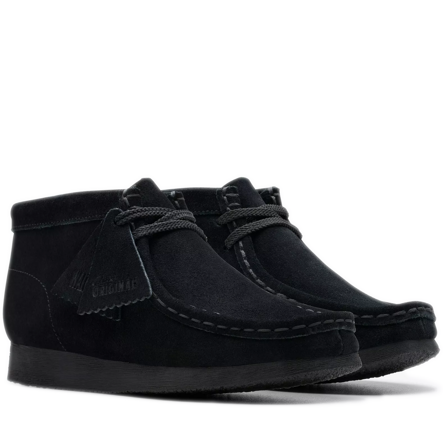 Pre school Clarks Wallabee Boot Older - Black Suede Front Side