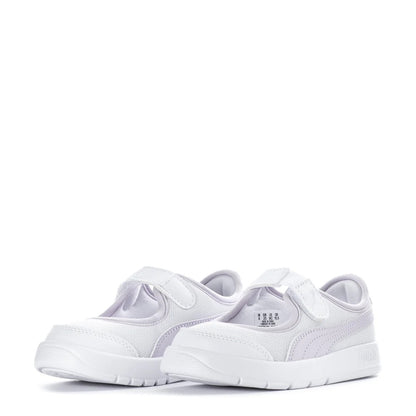 Pre School Puma Courtflex v3 Lina V - White/Lilac Frost