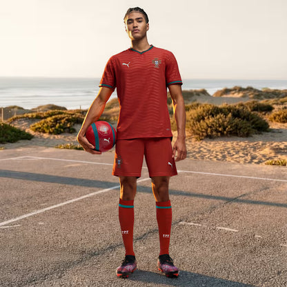 Puma 2026 Portugal Soccer Shorts - Club Red / Green Lagoon