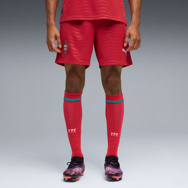Puma 2026 Portugal Soccer Shorts - Club Red / Green Lagoon