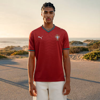Puma Portugal Home Soccer Jersey - Club Red / Green Lagoon