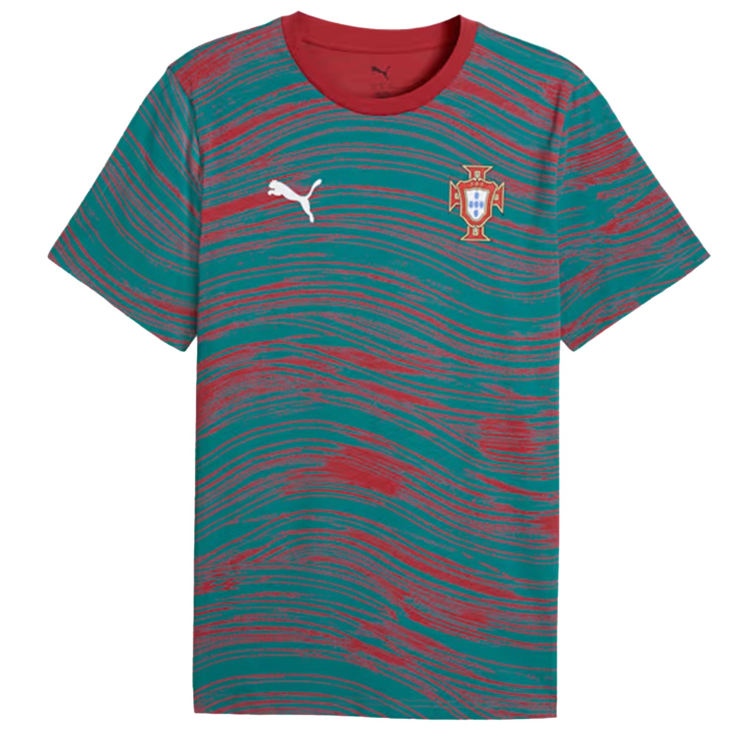 Puma Portugal FtblCulture Patterned Soccer Tee - Club Red / Green Lagoon