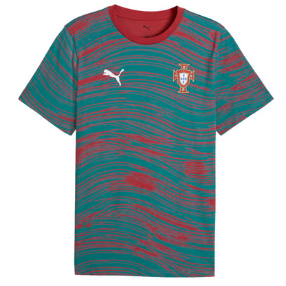Puma Portugal FtblCulture Patterned Soccer Tee - Club Red / Green Lagoon