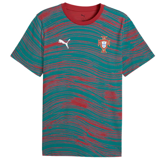 Puma Portugal FtblCulture Patterned Soccer Tee - Club Red / Green Lagoon Club Red Green Lagoon