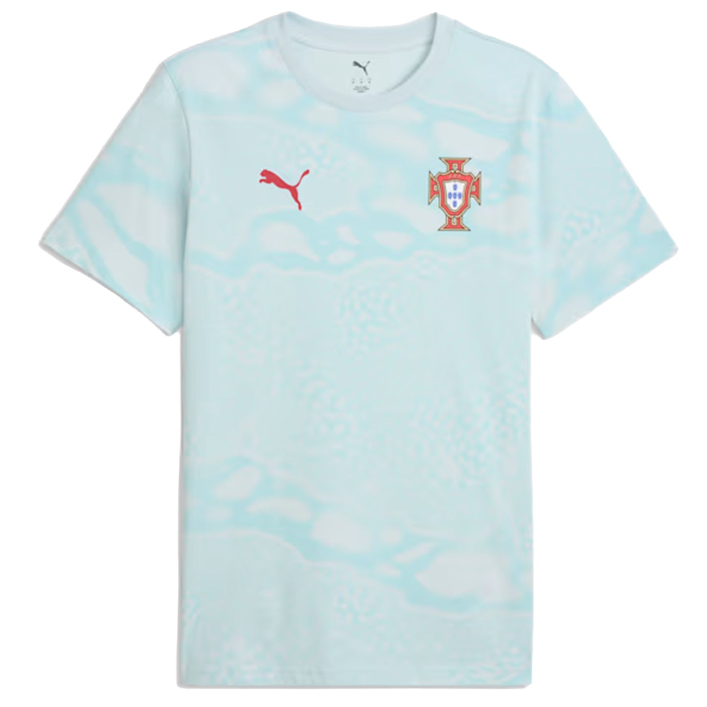 Puma Portugal FtblCulture Patterned Soccer Tee - Sea Glass/Club Red