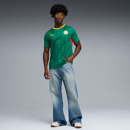 Puma Senegal Away Soccer Jersey - Wild Green / Puma Red