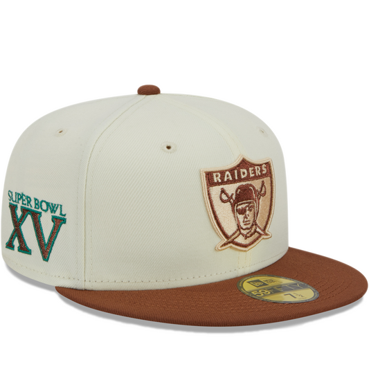 New Era Oakland Raiders City Icon 59FIFTY Fitted Hat - White/ Brown