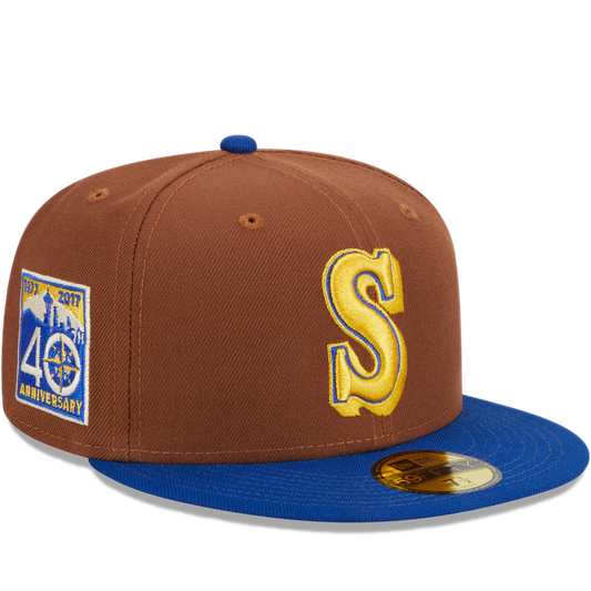 New Era Seattle Mariners 59FIFTY Fitted Hat - Brown/ Blue
