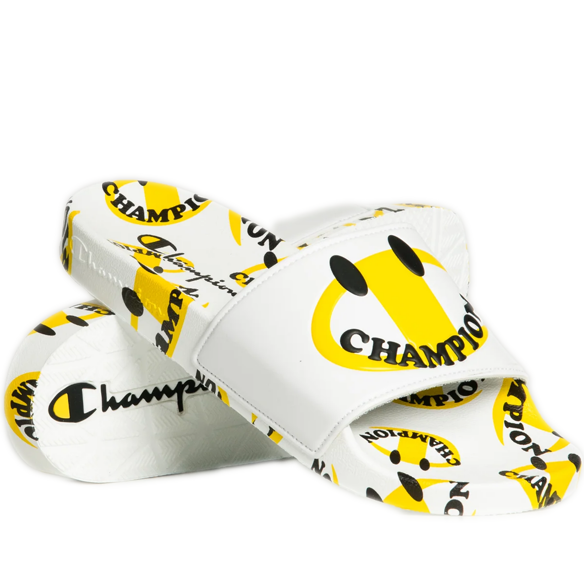 Men's Champion IPO Smile Slides - White/ Yellow – Cool J's Miami