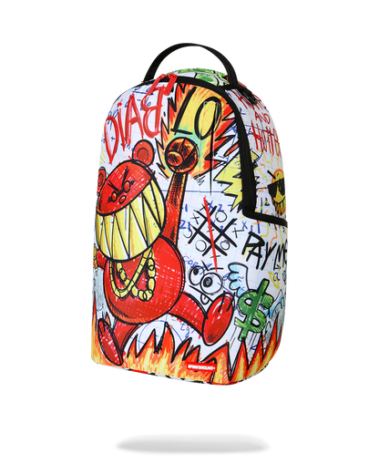 Sprayground Doodle Diablo Essay Backpack - White / Red / Green