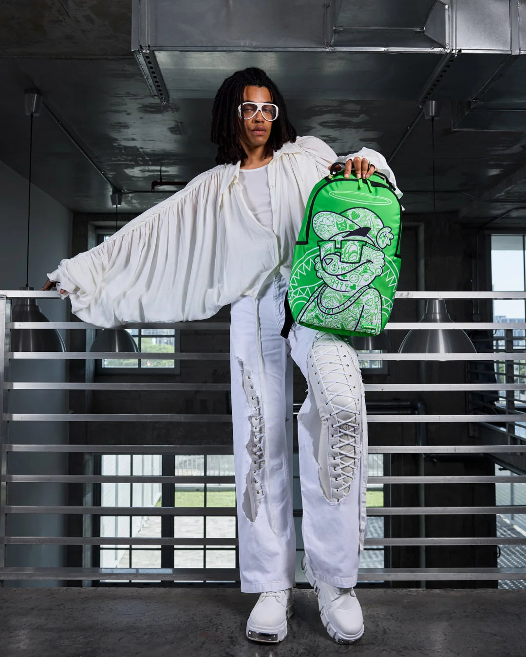 Sprayground Money Bear The Disruptor Backpack - Green / White