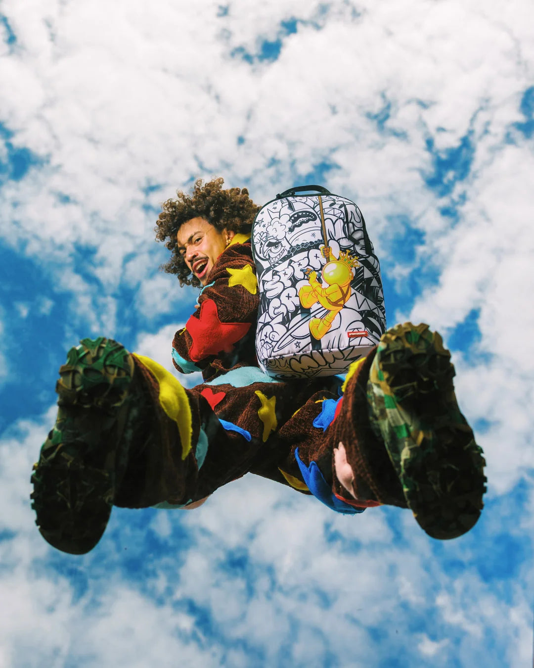 Sprayground Astromane Sky Writer Backpack - White / Black / Gold