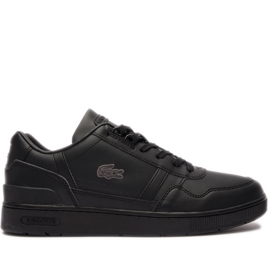 Men's Lacoste T-Clip Leather Trainers - Black/ Black