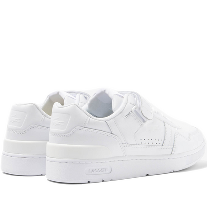 Men's Lacoste T-Clip Velcro Leather Sneakers - White/White