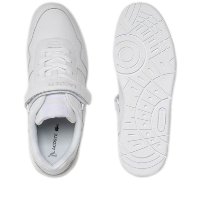 Men's Lacoste T-Clip Velcro Leather Sneakers - White/White