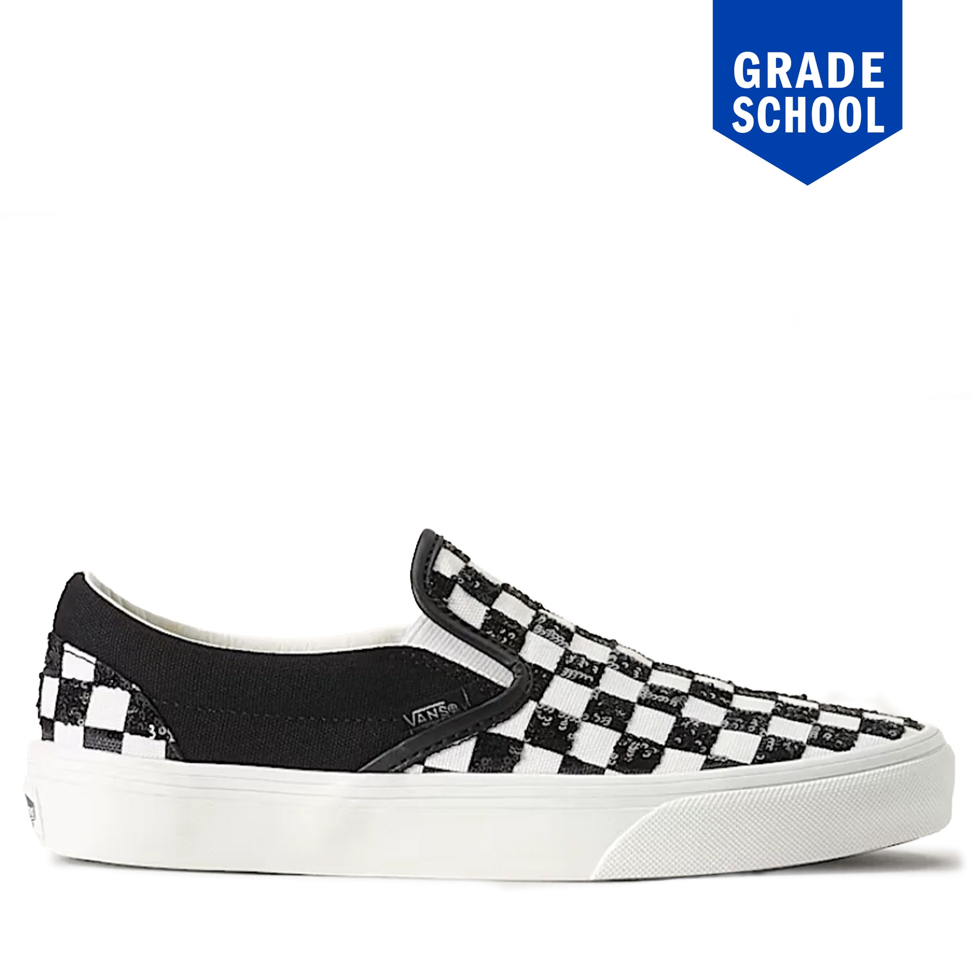 Vans Classic Slip on Beaded Checkerboard GS - Black / White