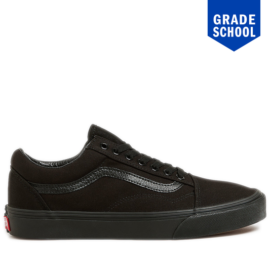 Grade School Vans Old Skool Canvas Shoes - Black/ Black